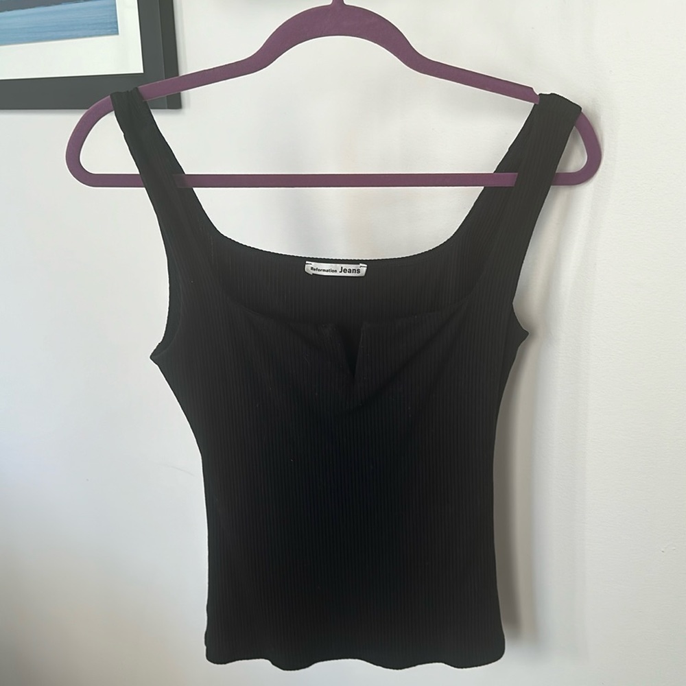 Reformation Black Ribbed Crop Top